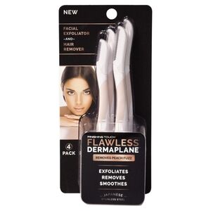 NEW Finishing Touch Flawless Dermaplane Facial Exfoliator Hair Remover 4 Count